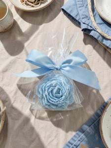 Mydełko piwonia w celofanie ze wstążką na PODZIĘKOWANIA - możliwość PERSONALIZACJI - ślub, panieński, baby shower, chrzciny, urodziny i inne uroczystości, podziękowanie naklejka GRATIS