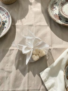 Mydełka serduszka w celofanie ze wstążką na PODZIĘKOWANIA - ślub, panieński, baby shower, chrzciny, chrzest, dla nauczycieli, urodziny, uroczystości, podziękowanie, I komunia święta
