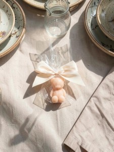 Mydełko mały miś w celofanie ze wstążką na PODZIĘKOWANIA - możliwość PERSONALIZACJI - ślub, panieński, baby shower, chrzciny, urodziny i inne uroczystości, podziękowanie